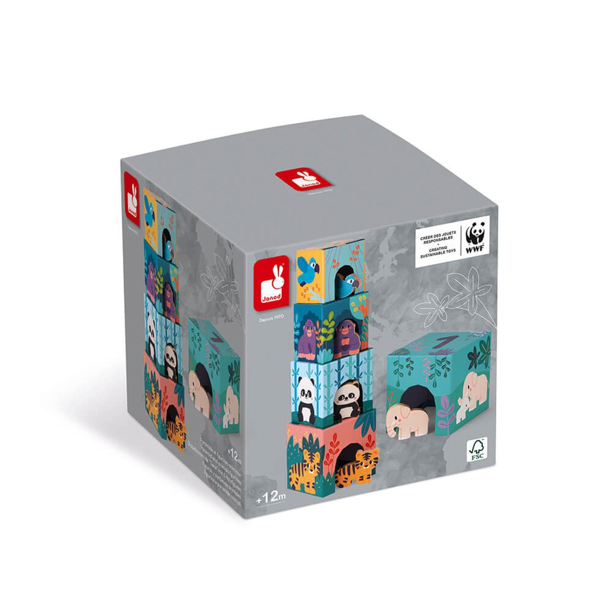 Pyramide Et Figurines Animaux multicolore, JANOD