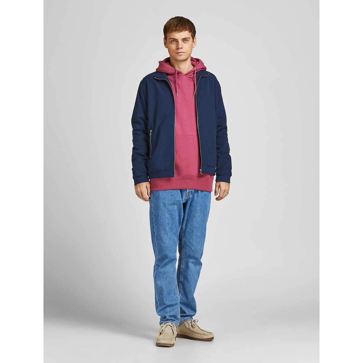 Blouson zippé Harrington Rush bleu marine, JACK & JONES