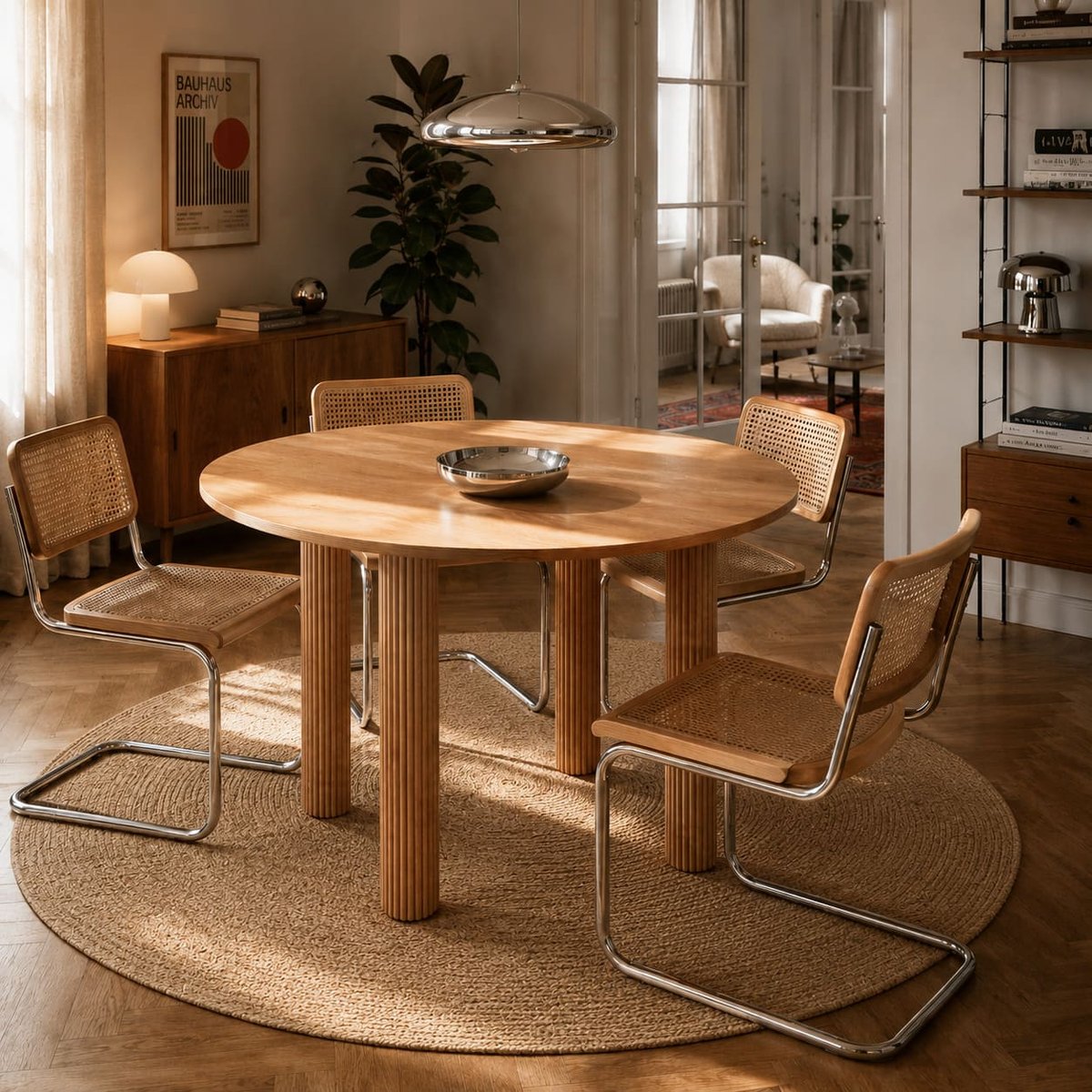 Table à manger ronde PENELOPE chêne clair, SORELH
