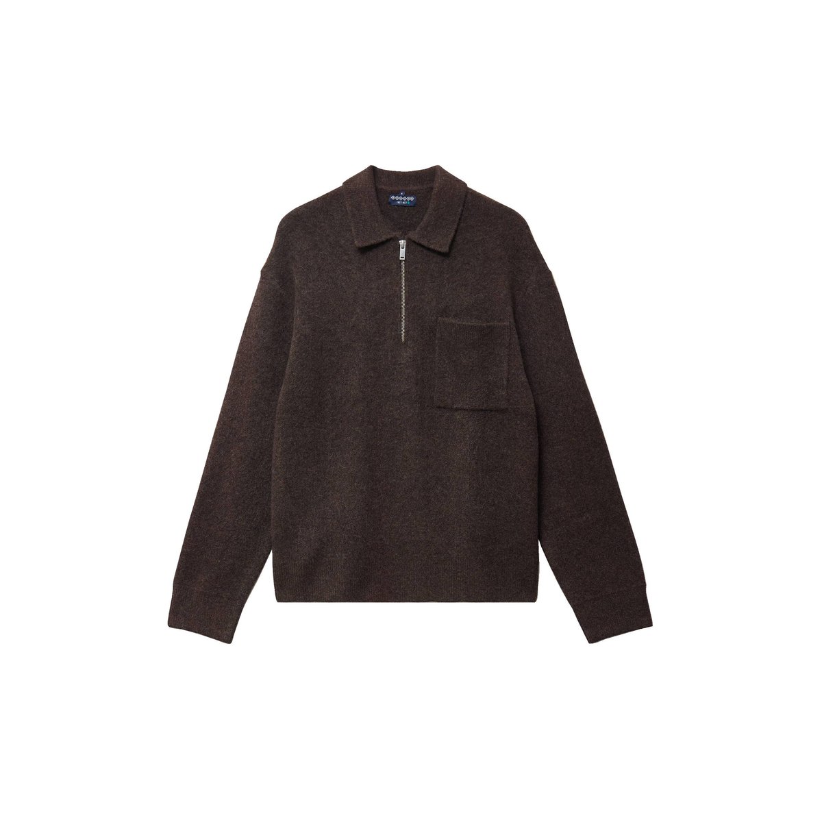 Pull droit manches longues marron foncé, BONOBO