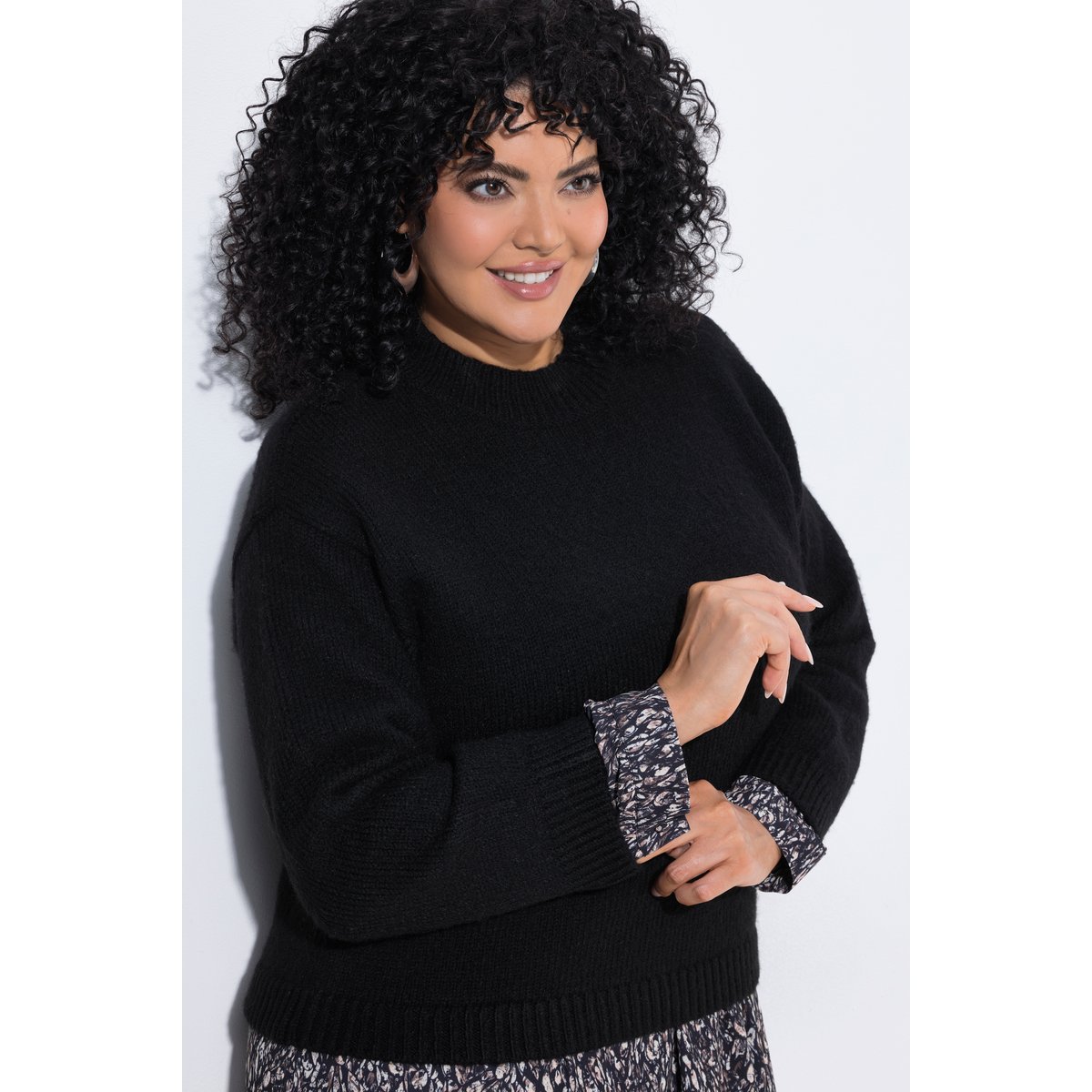 Pull en maille fine, col montant noir, ULLA POPKEN