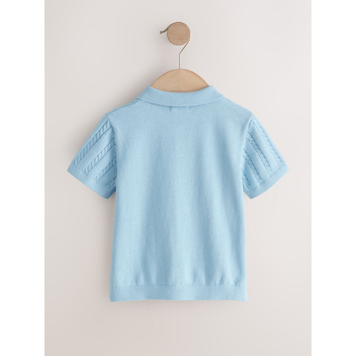 Polo en maille torsadée bleu, NEXT