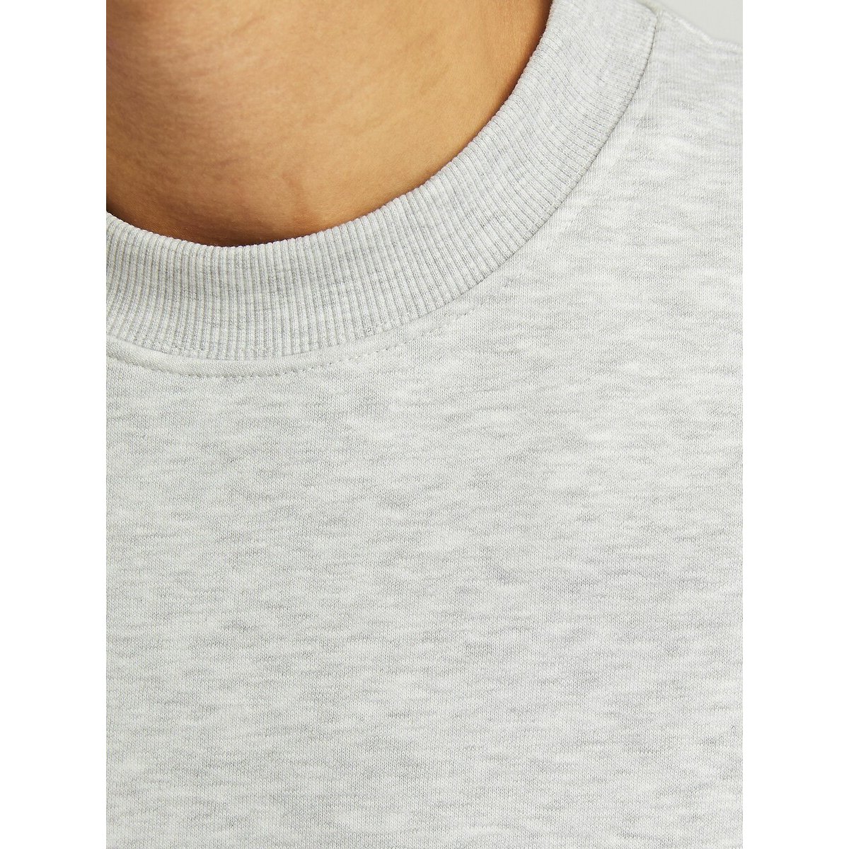Sweat col rond ample gris clair chiné, JACK & JONES