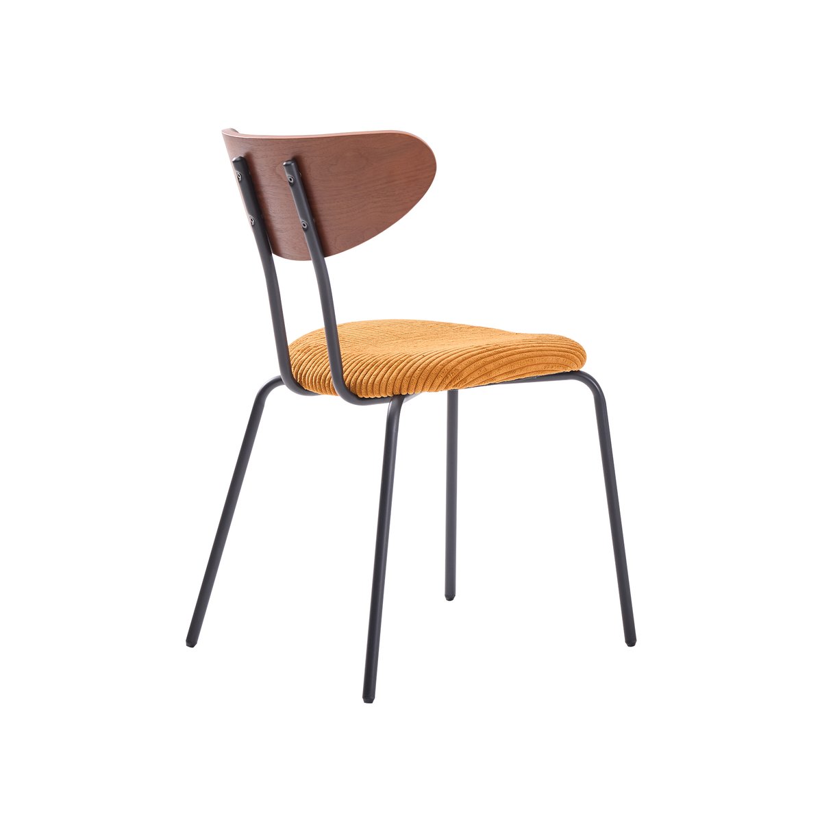 Lot de 2 chaises de salle à manger en bois, métal et tissu, NIBE jaune moutarde, NORDLYS
