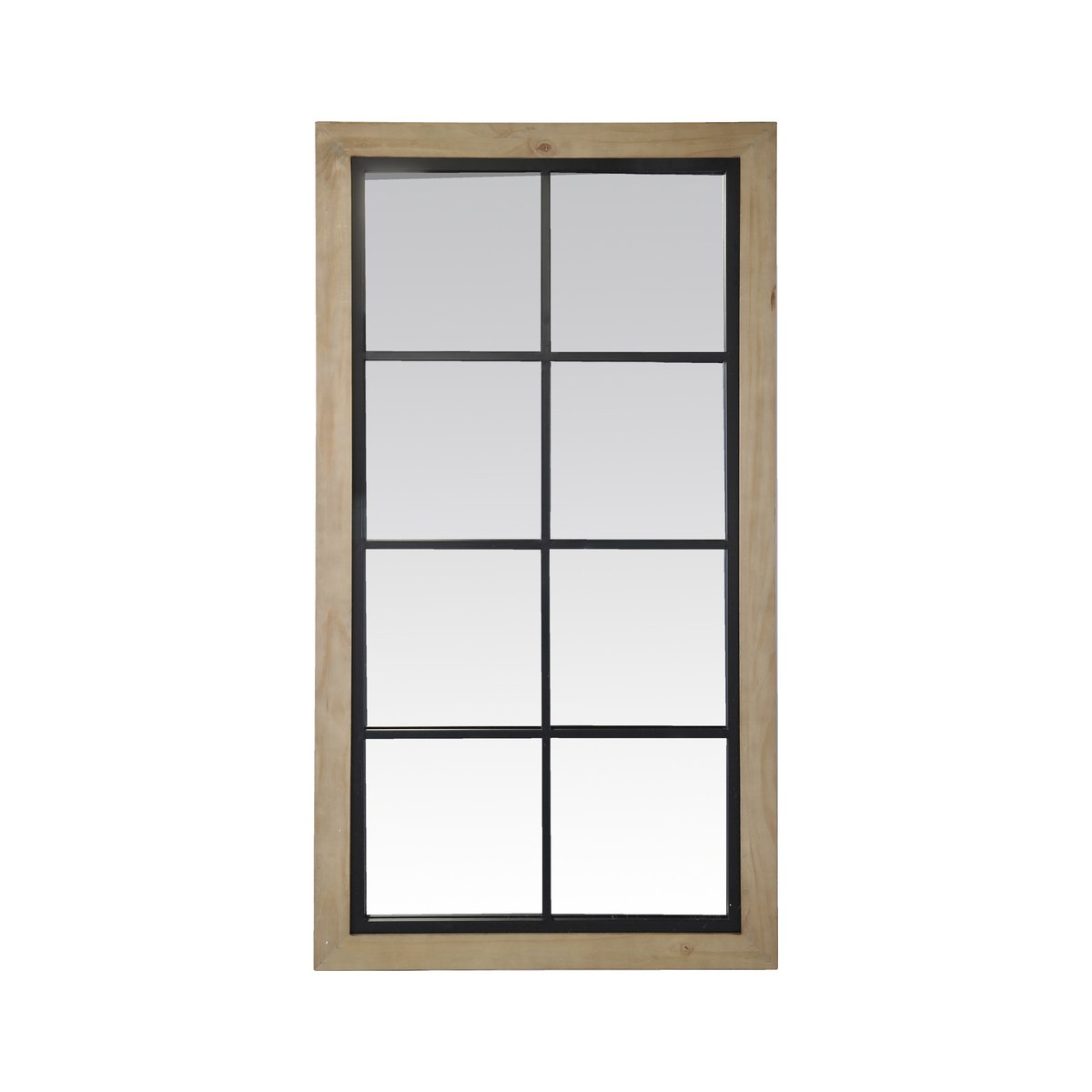 Miroir industriel en bois et métal 65x123cm noir, EMDE