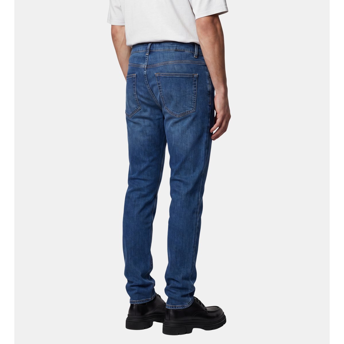 Jean rudenim droit en denim bleu moyen, GALERIES LAFAYETTE