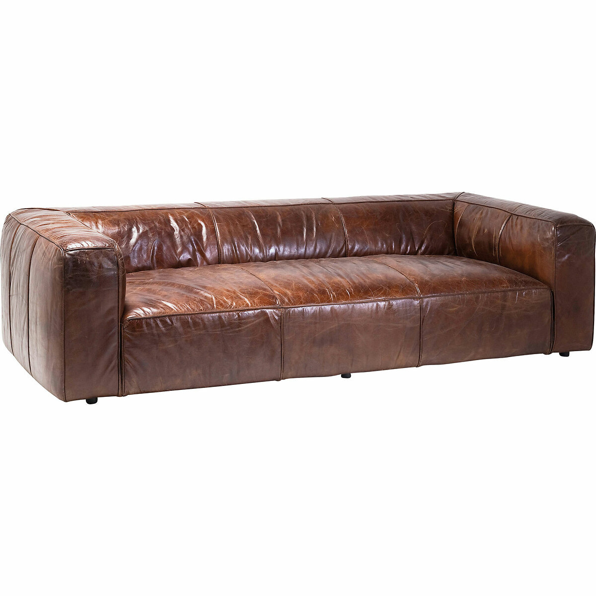 Canapé Cubetto 3-places 260cm cuir marron, KARE DESIGN