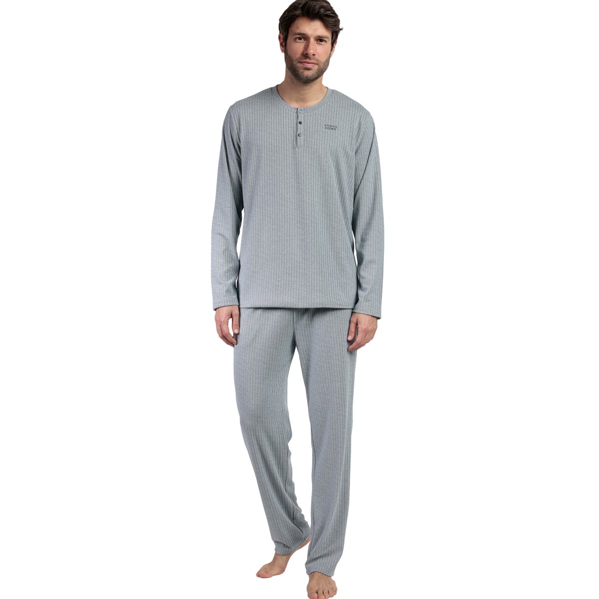 Pyjama pantalon top manches longues Supersoft bleu, ADMAS