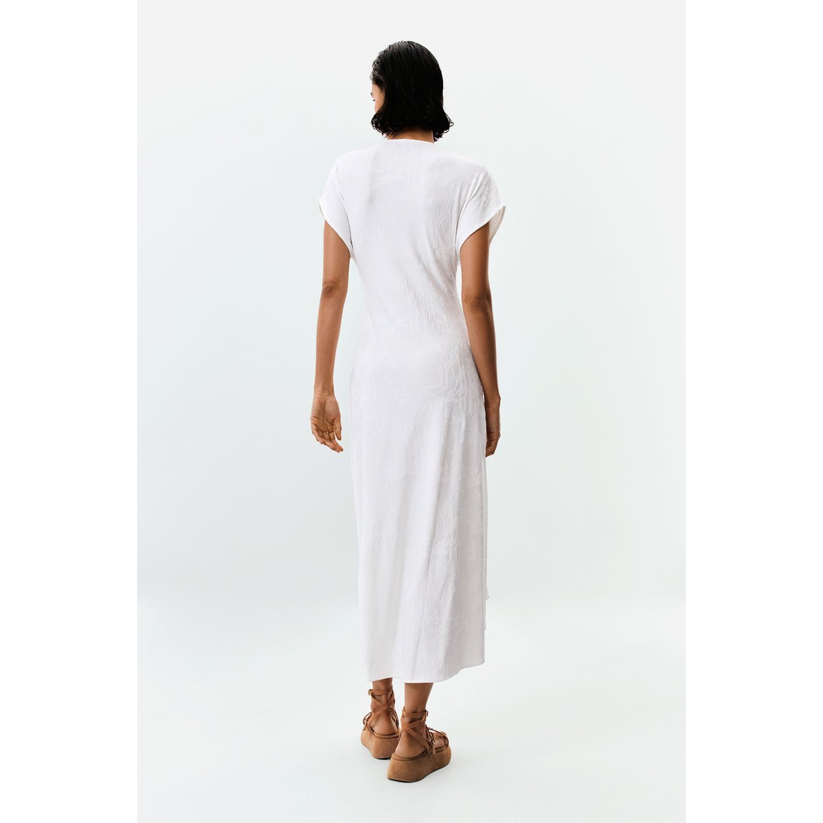Robe floquée à manches courtes blanc, DESIGUAL