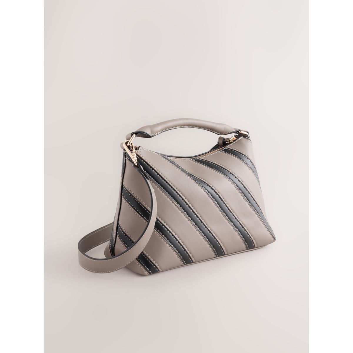 Sac à bandoulière rayé marron taupe, NEXT
