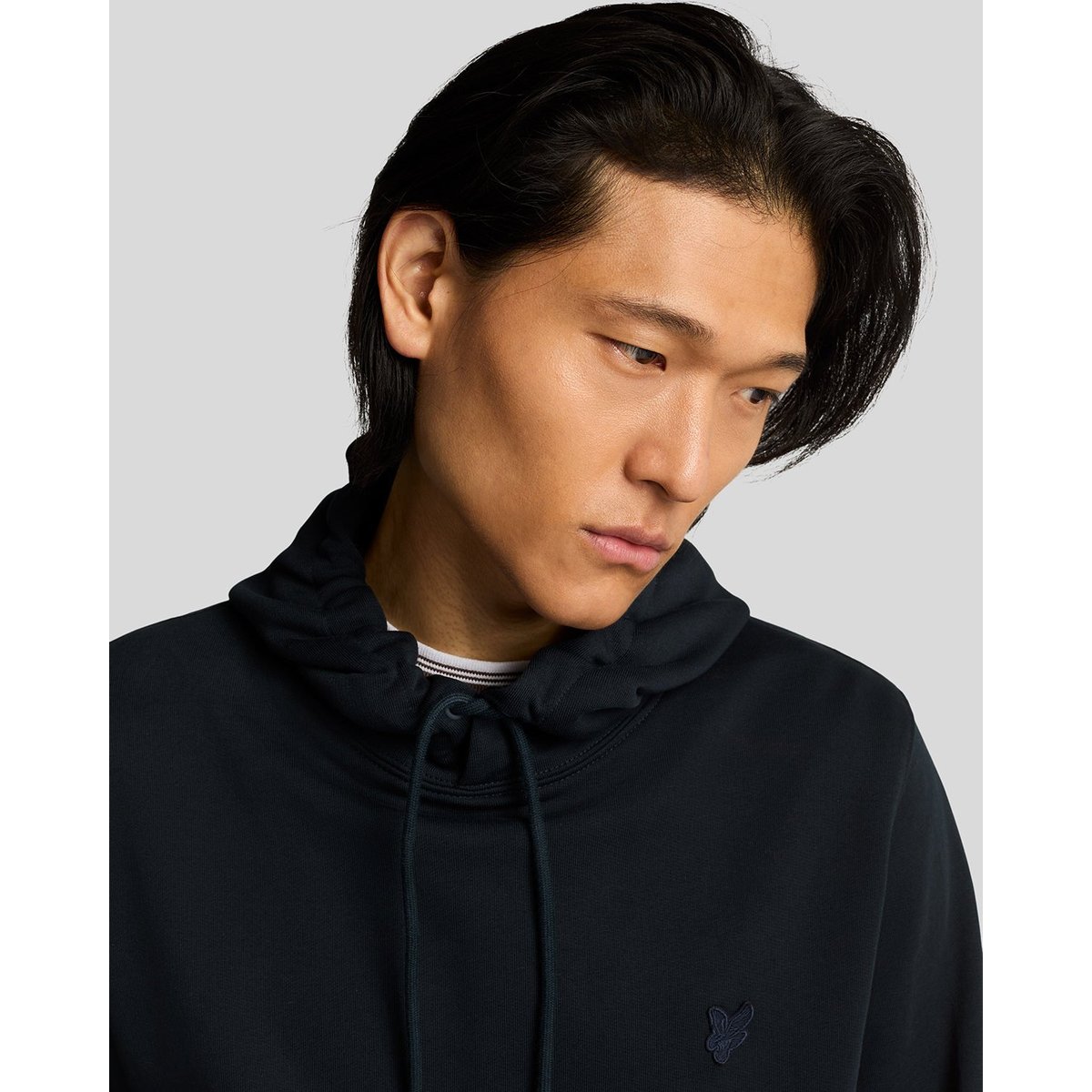 Sweat à capuche en coton superfine loopback bleu foncé marine, LYLE & SCOTT