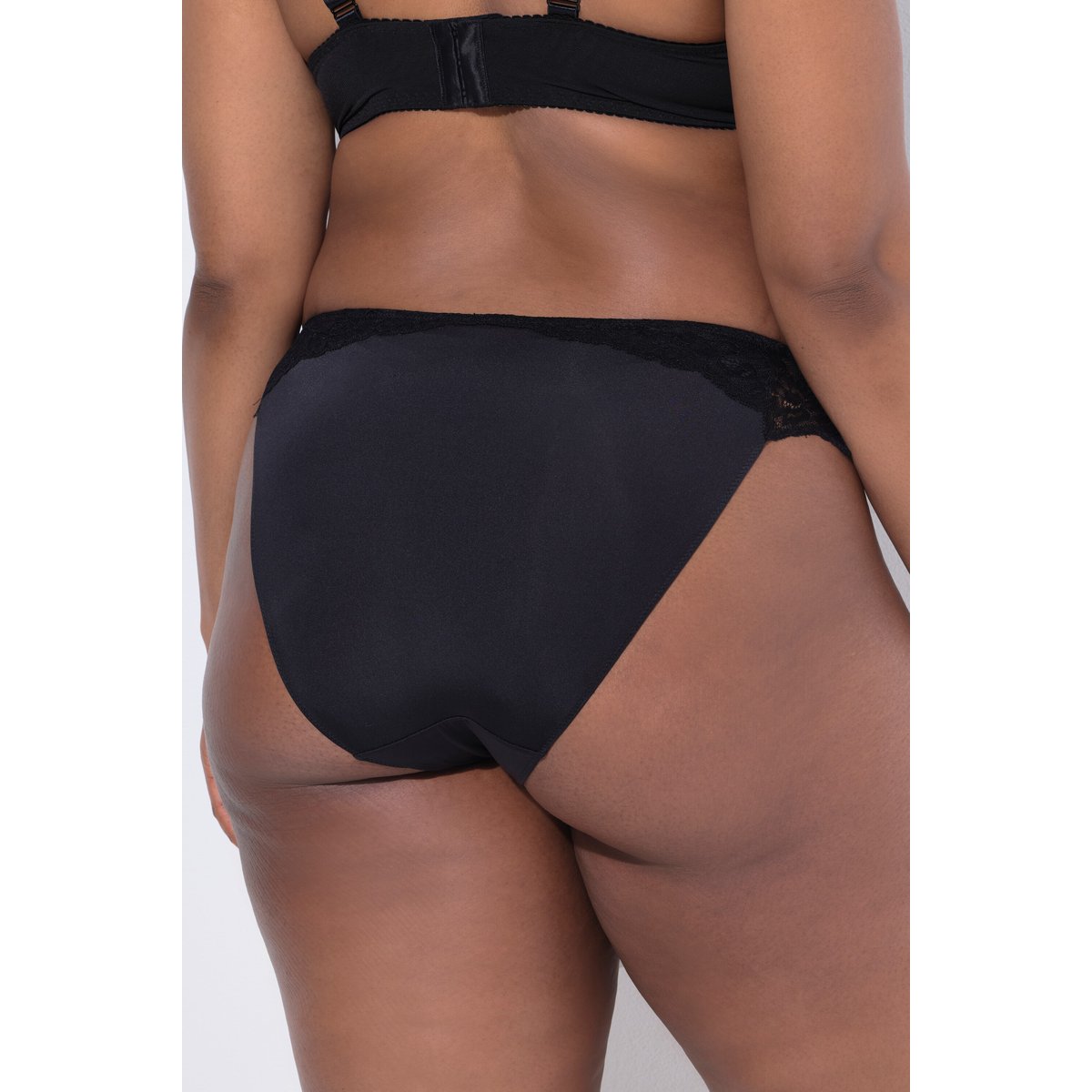 Culotte midi TruYou, satin et dentelle noir, ULLA POPKEN
