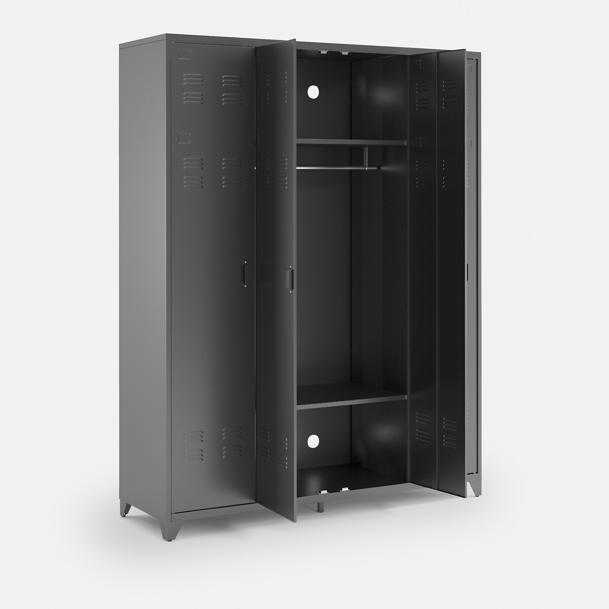 Armoire 4 portes en métal acier, Hiba gris, LA REDOUTE INTERIEURS