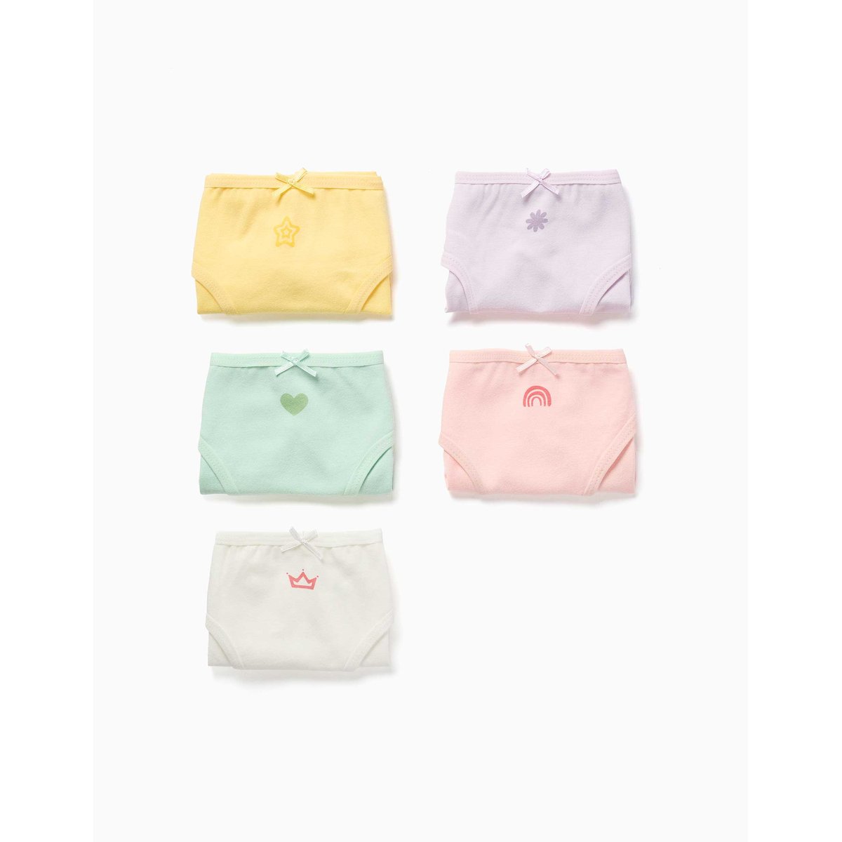 Lot de 5 culottes en coton à imprimés et nœuds multicolore, ZIPPY
