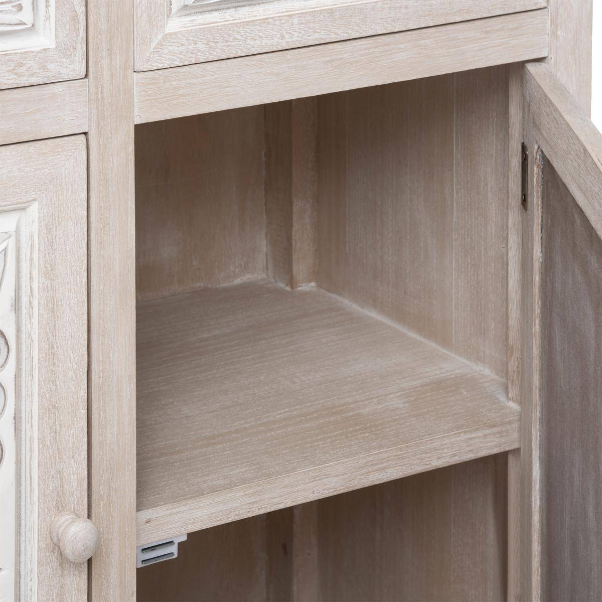 Buffet 2 portes motifs floraux HINA beige lin, ATMOSPHERA