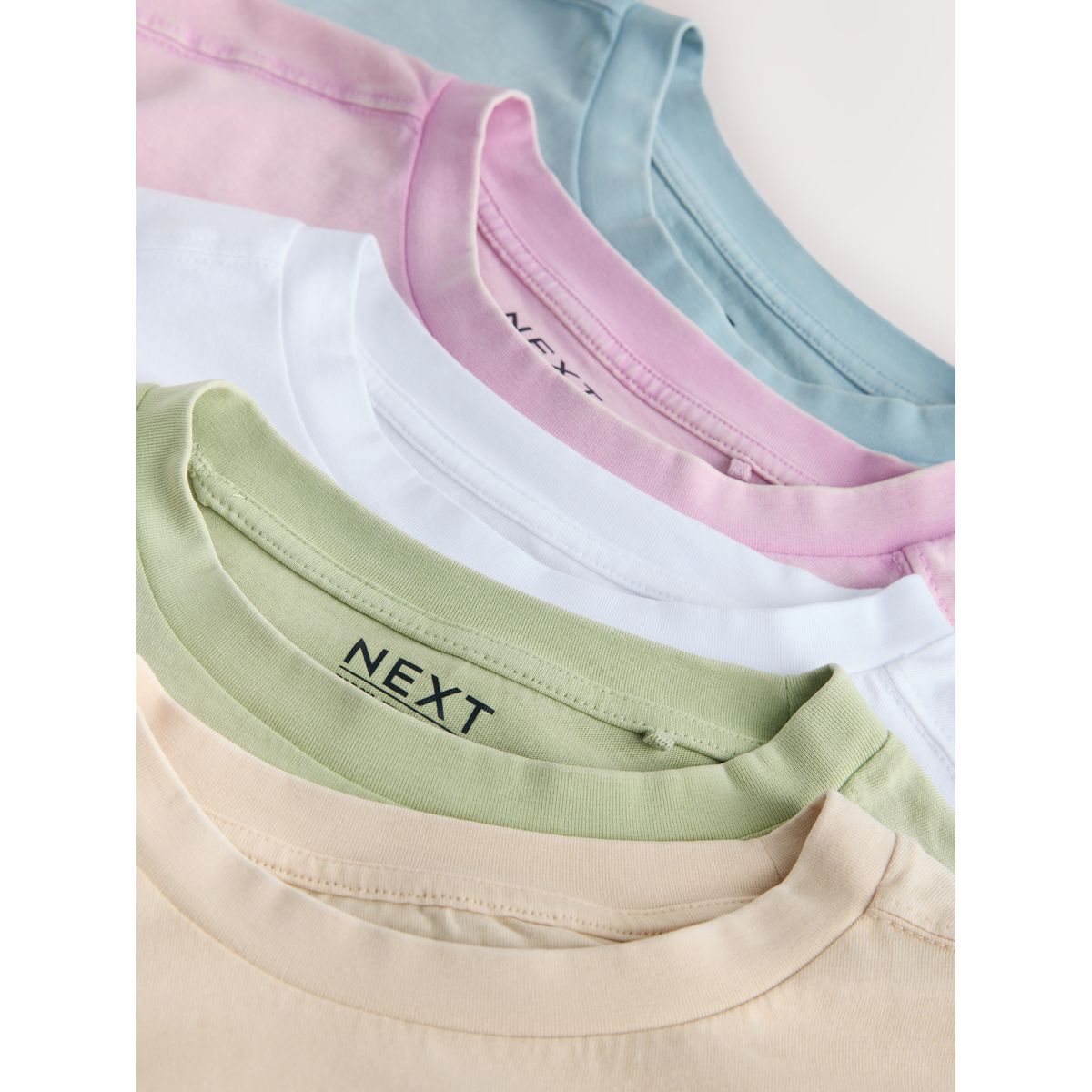 T-shirt droit et décontracté, lot de 5 rose/bleu/vert/jaune/blanc, NEXT