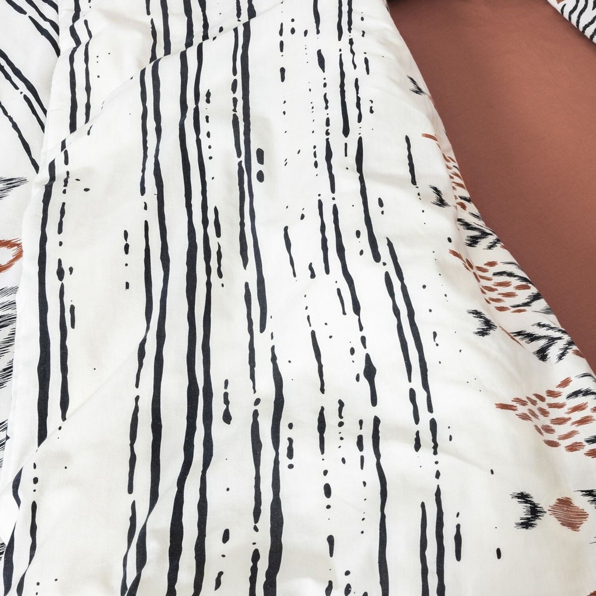 Parure housse de couette en coton imprimée, Ethnic blanc, C DESIGN HOME TEXTILE