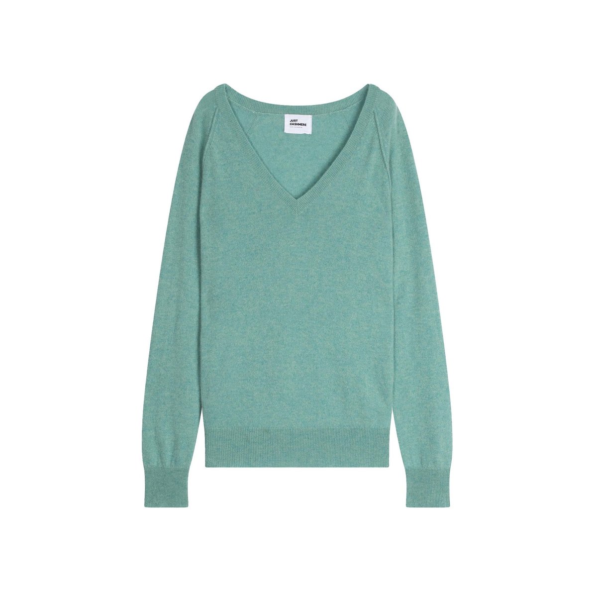 Pull Col V  Vert Chiné Phoebe vert, JUST CASHMERE