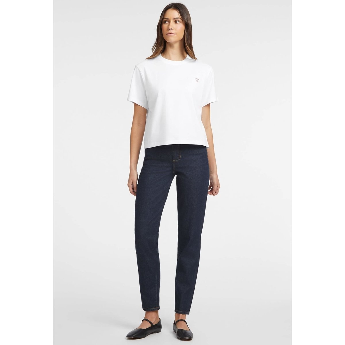 T-Shirt Boxy Mini Triangle blanc, GUESS JEANS
