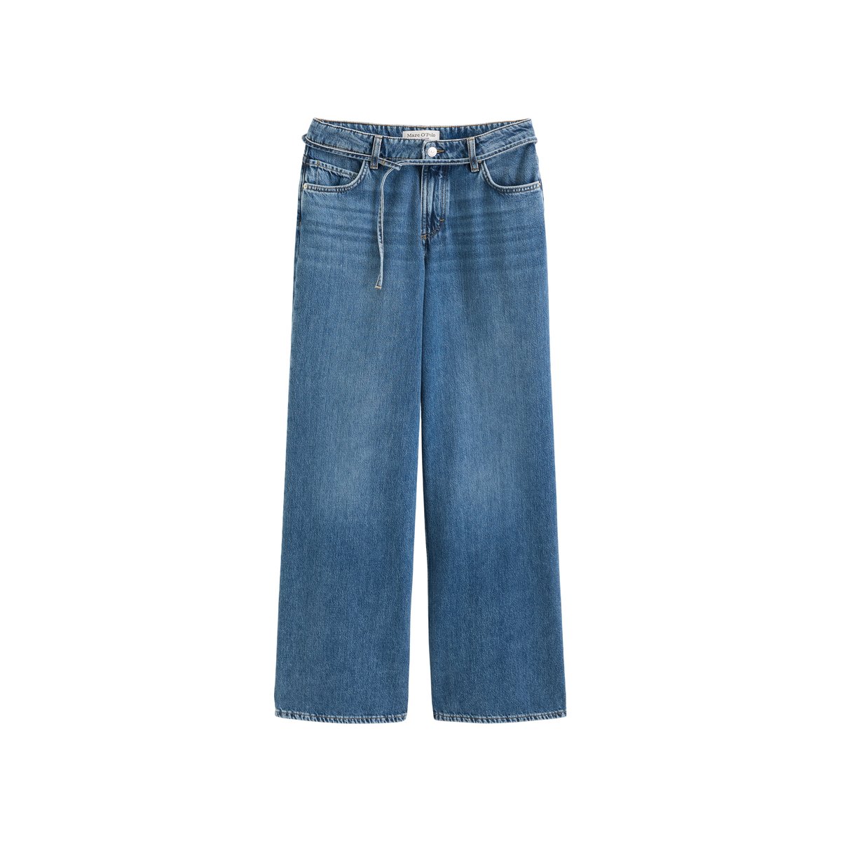 Jeans modèle Lania wide en denim rigide sans élasthanne bleu, MARC O'POLO