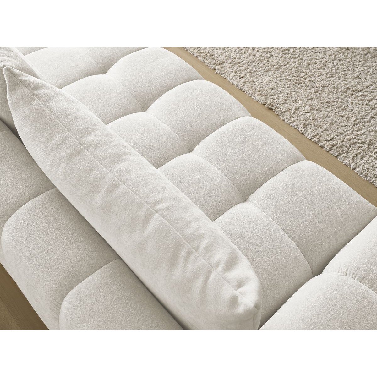 Canapé droit fixe 3 places en tissu texturé, EVEREST blanc, BOBOCHIC