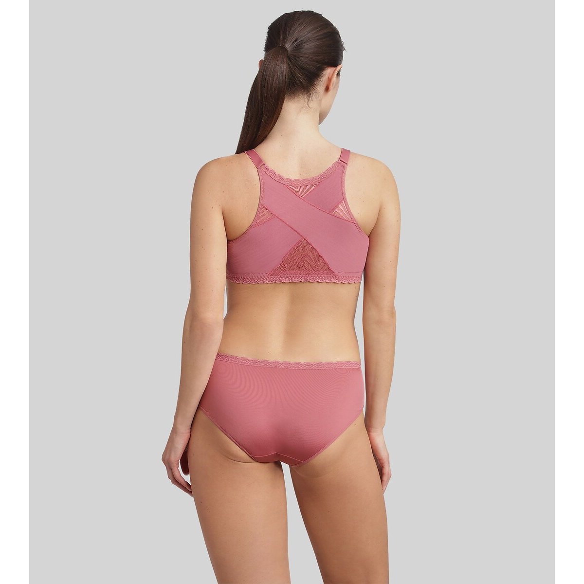 Culotte midi pizzo grafico Ideal Posture dame rose, PLAYTEX