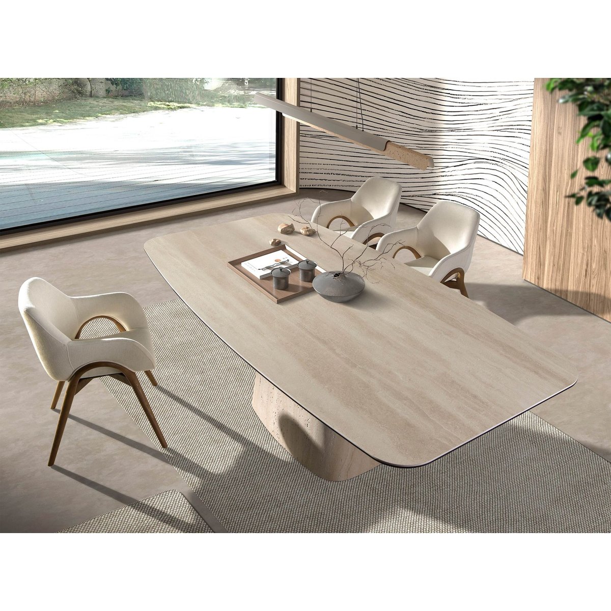 Chaise en tissu noyer | beige, ANGEL CERDA