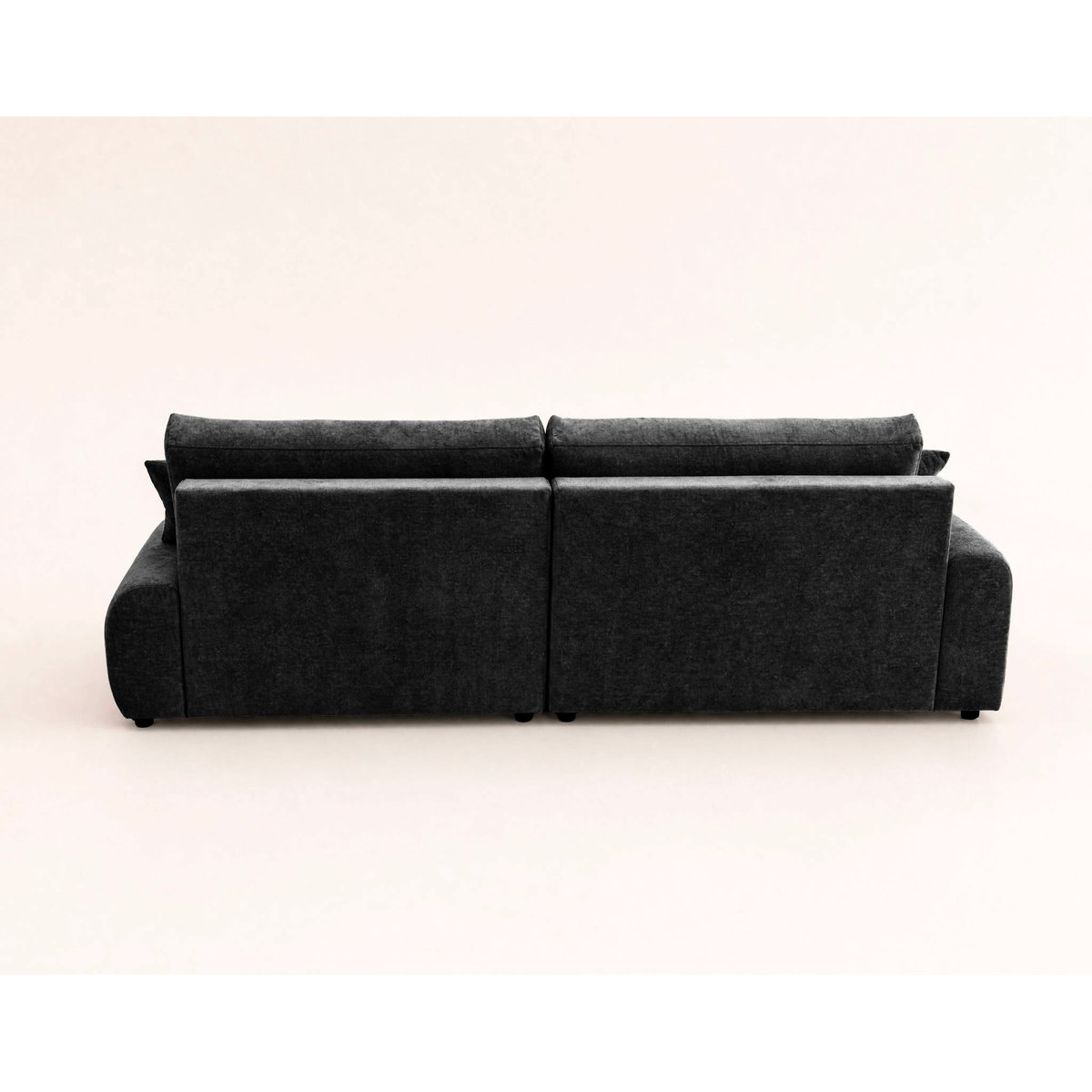 Canapé d'Angle Convertible en Tissu texturé 4 places - PIVOINE noir, BEST MOBILIER