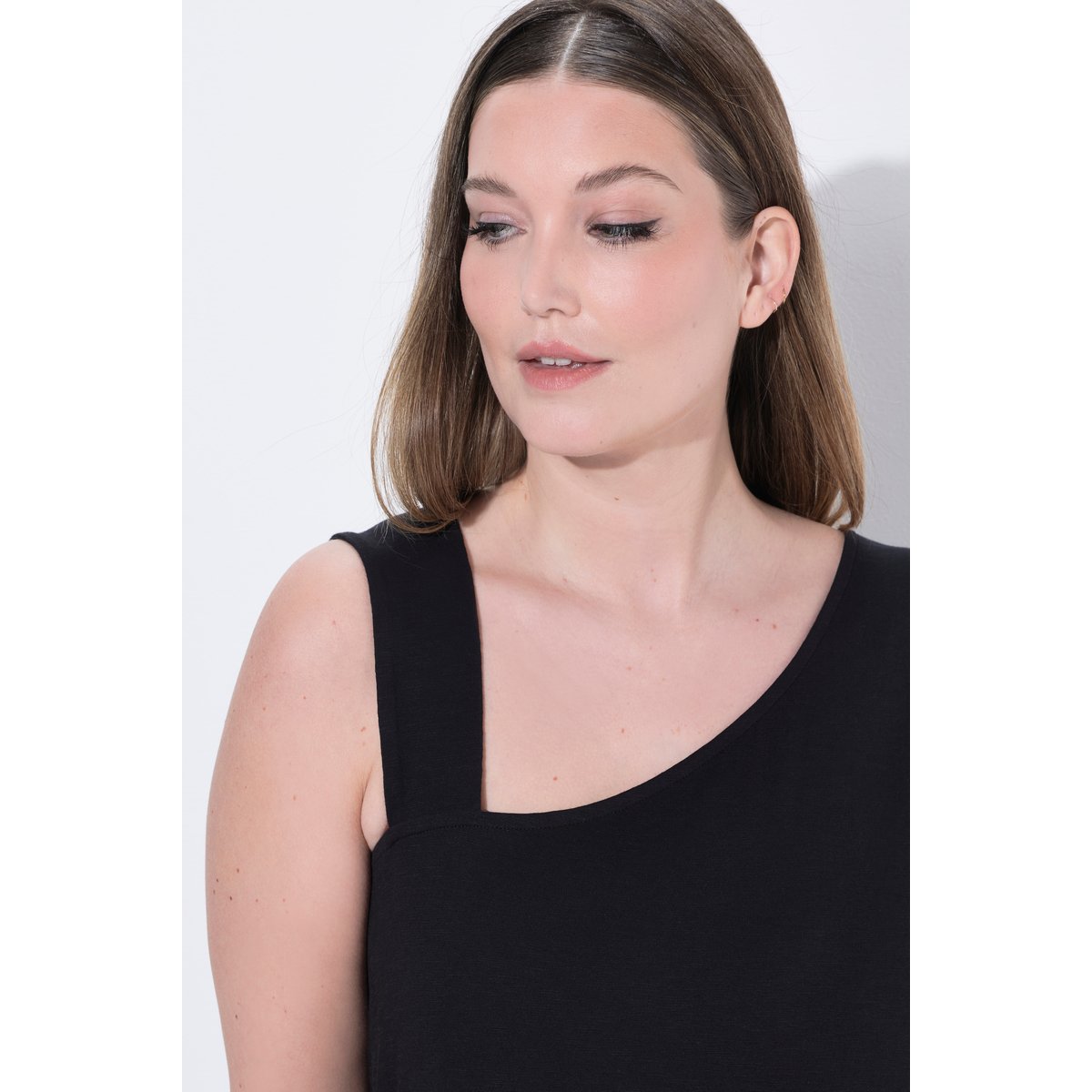 Robe midi sans manches, en coton bio noir, ULLA POPKEN