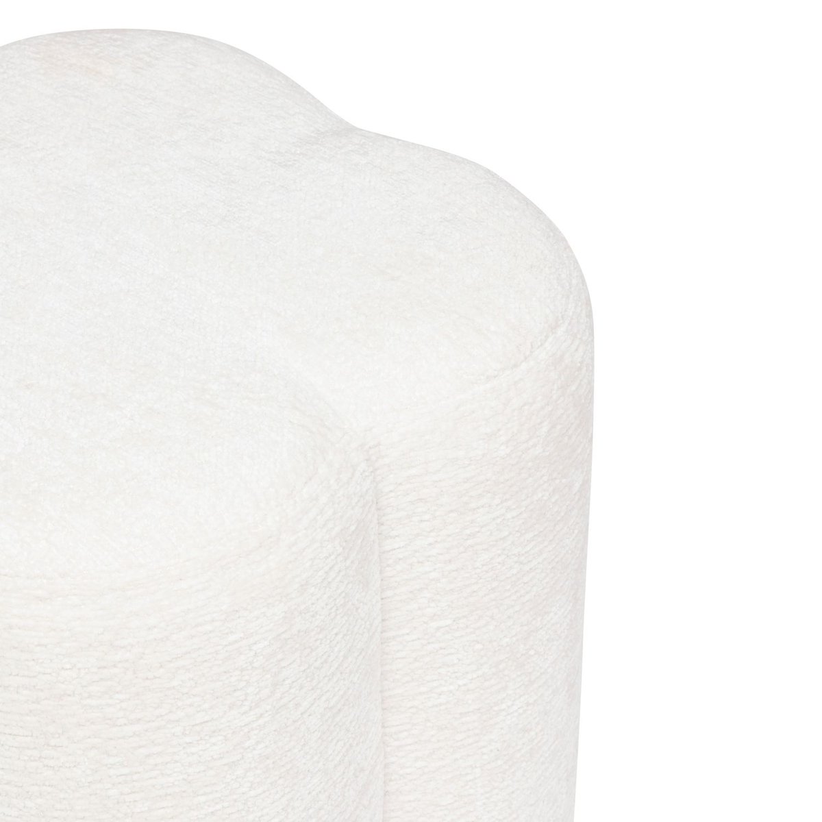 Pouf fleur en tissu chenille LAVON blanc, ATMOSPHERA
