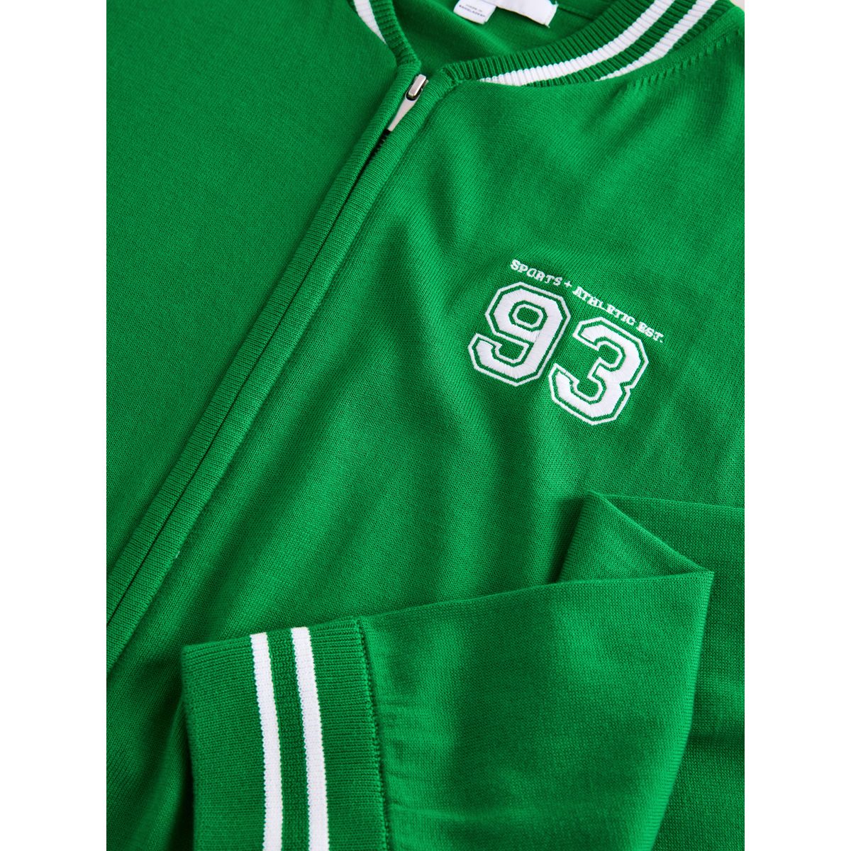 Cardigan bomber zippé brodé en coton pomme verte, NEXT