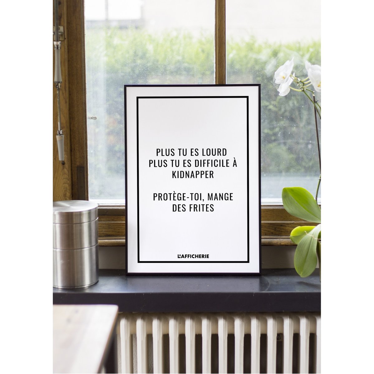 Affiche 'Plus tu es lourd...' blanc, L'AFFICHERIE