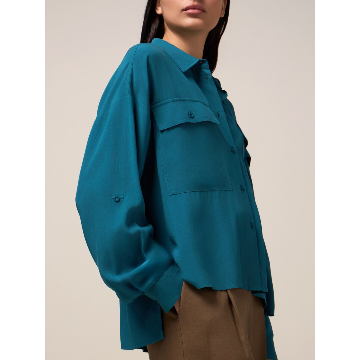 Chemise avec poches petrol blue, OLTRE
