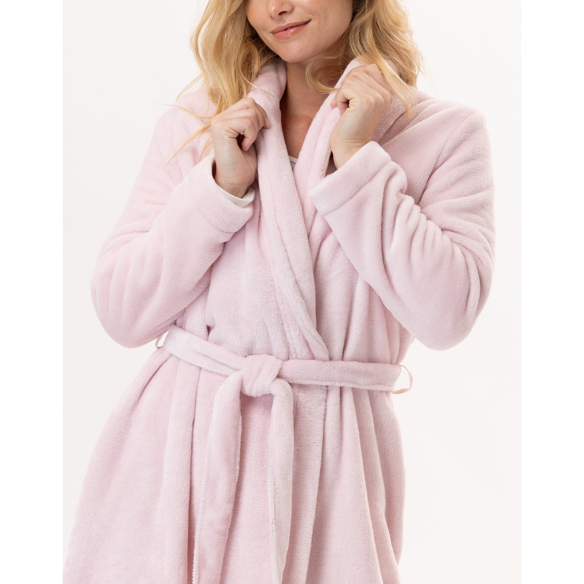 Peignoir en peluche flanelle ESSENTIEL H61B rose, LE CHAT