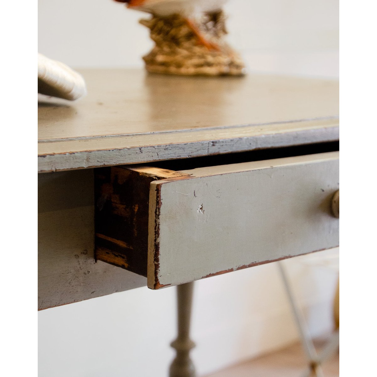 Table de ferme en bois Romy N°1371 - Bon état gris, DEBONGOUT