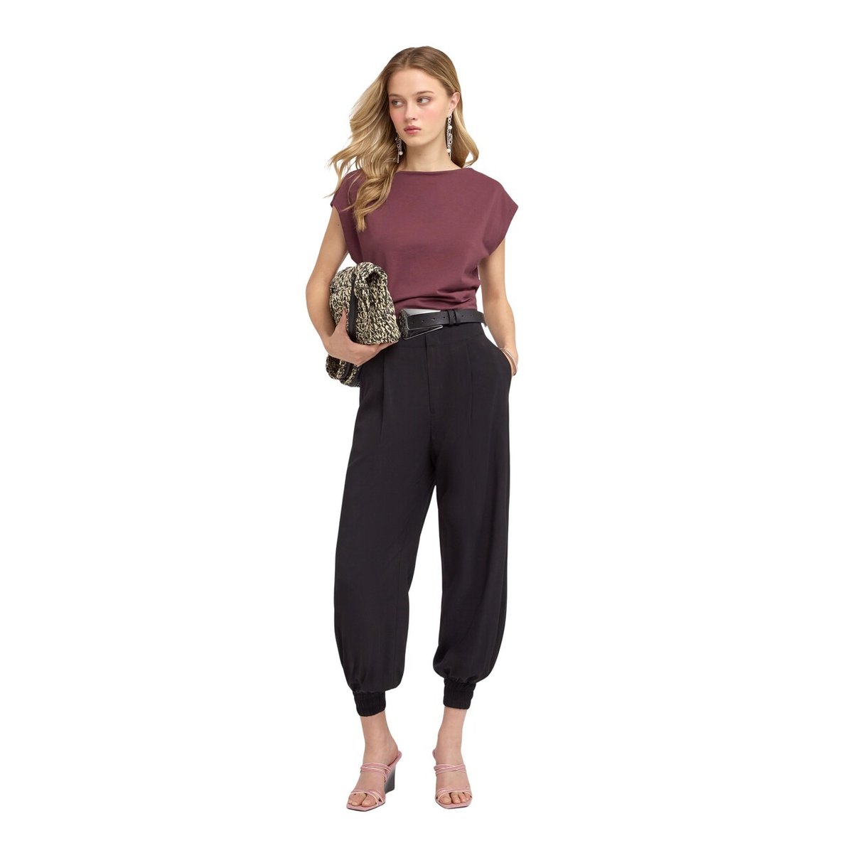 Pantalon avec poignets au bas noir, MOTIVI