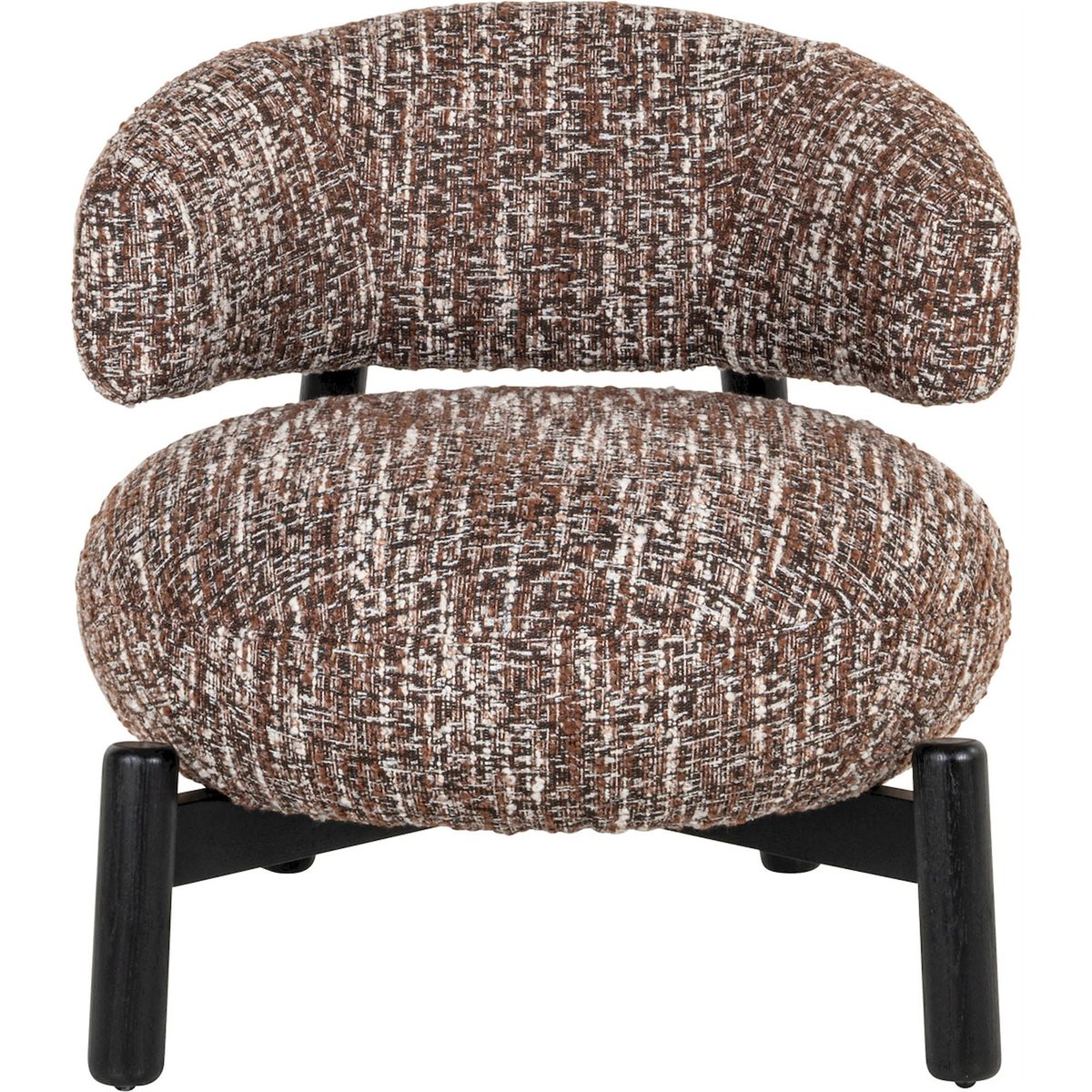Fauteuil lounge en tissu, Forme organique noisette chiné marron blanc, RECOLLECTION