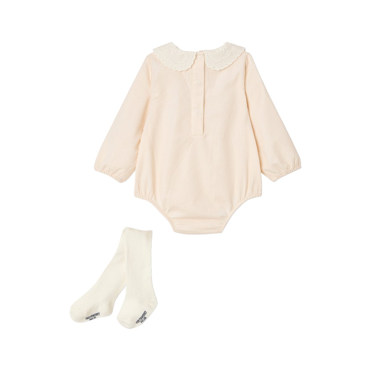 Ensemble barboteuse et collants naissance écru, VERTBAUDET