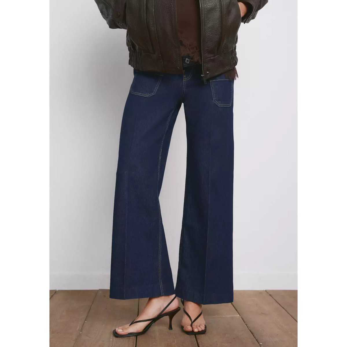 Jean de grossesse wide leg avec poches bleu, MANGO