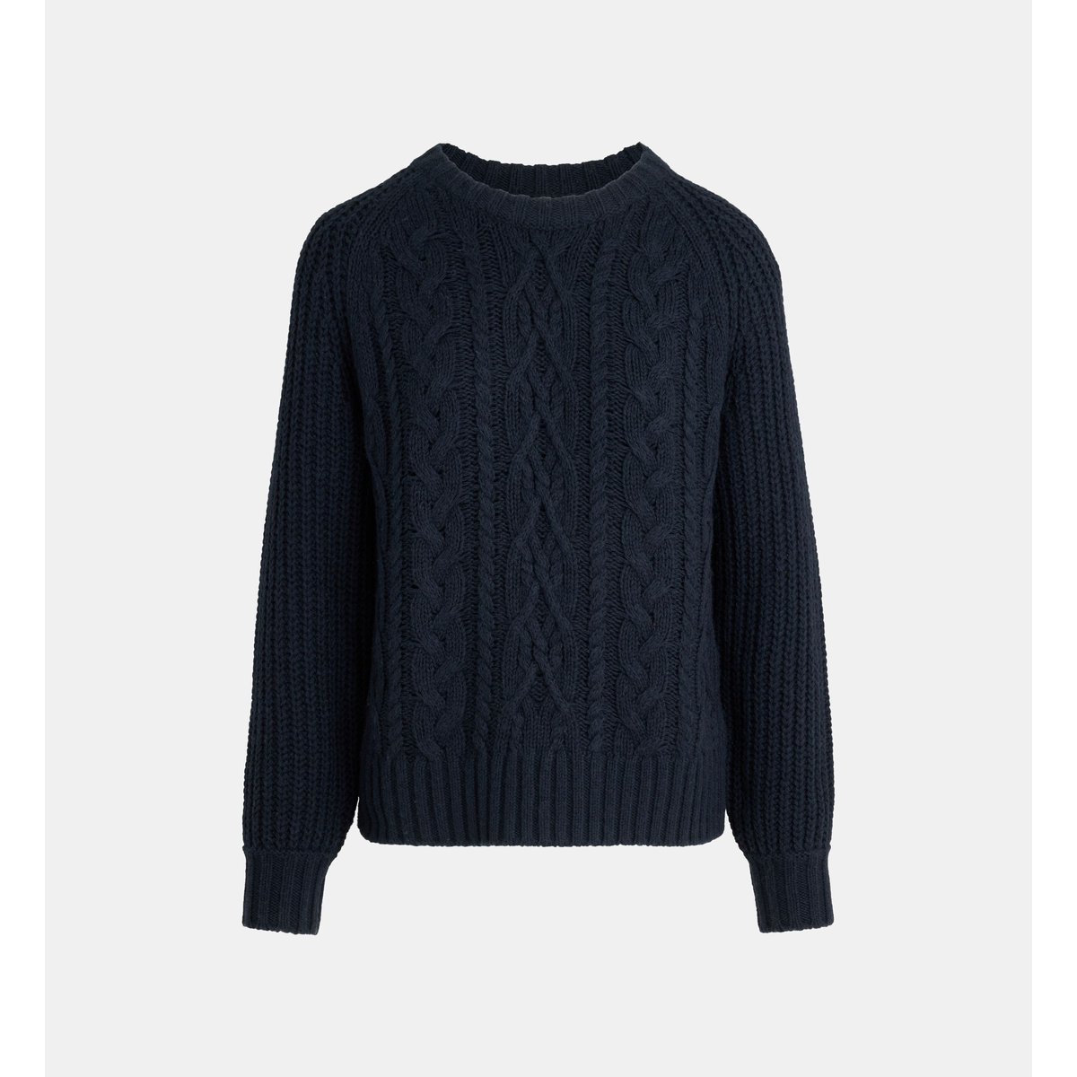 Pull droit obel torsades coton et laine bleu marine, JODHPUR