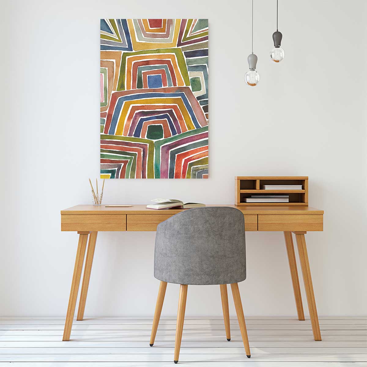 Tableau abstrait rayures ii toile imprimée, HEXOA