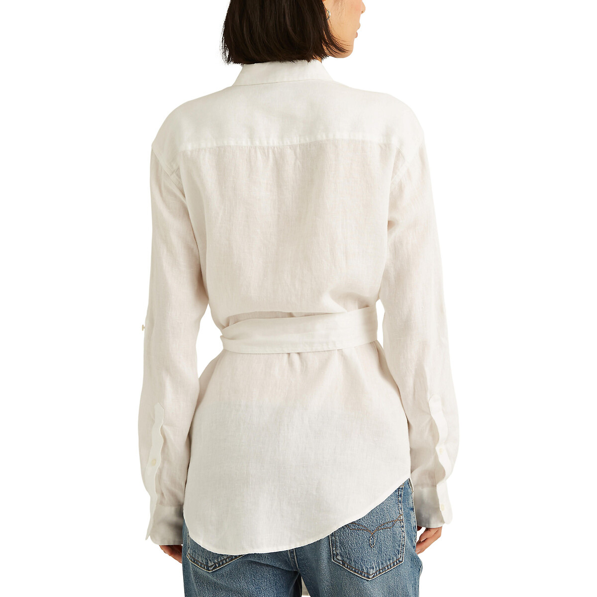 Lang hemd met strikceintuur en lange mouwen CHADWICK wit, LAUREN RALPH LAUREN