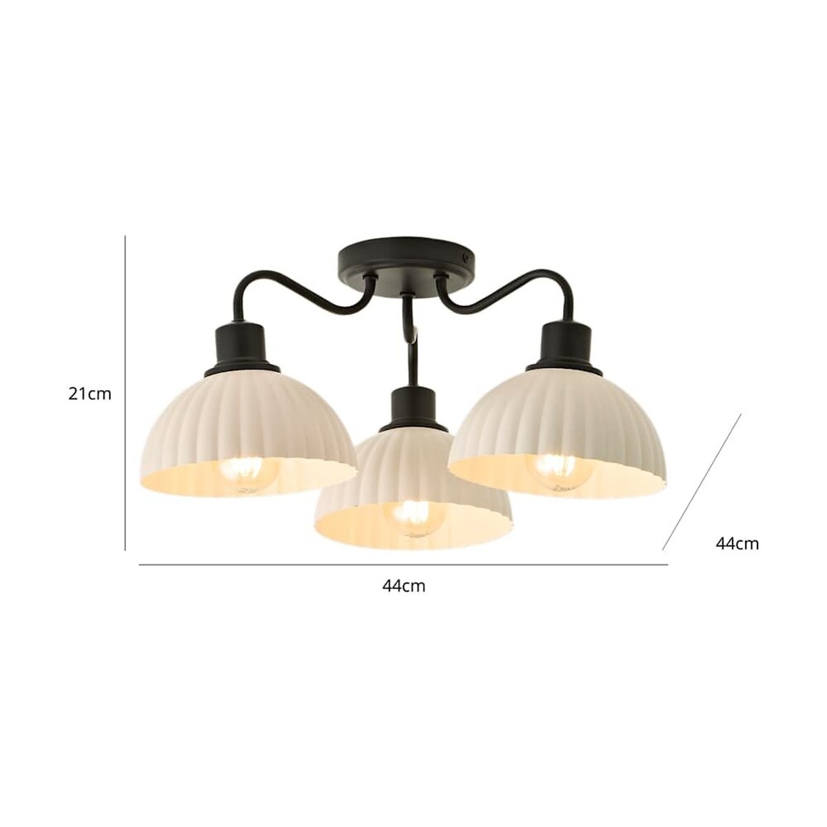 Baylor 3-Light Ribbed Dome Ceiling Light black, SO'HOME