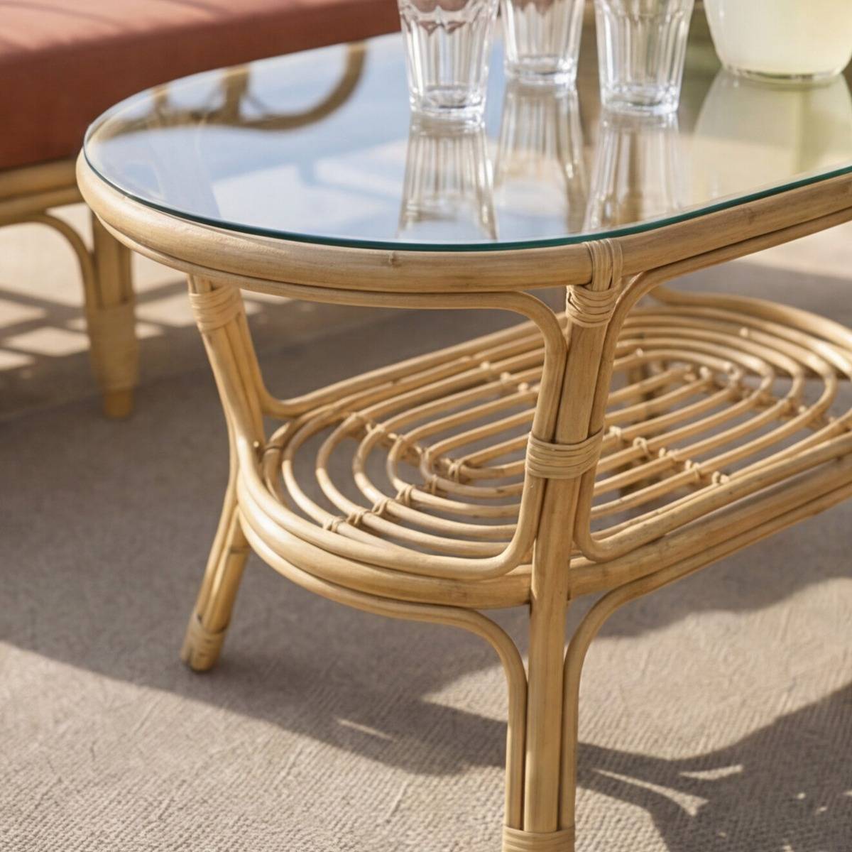 Salon de jardin en rotin et tissu RATTAN bois foncé, MADE IN MEUBLES