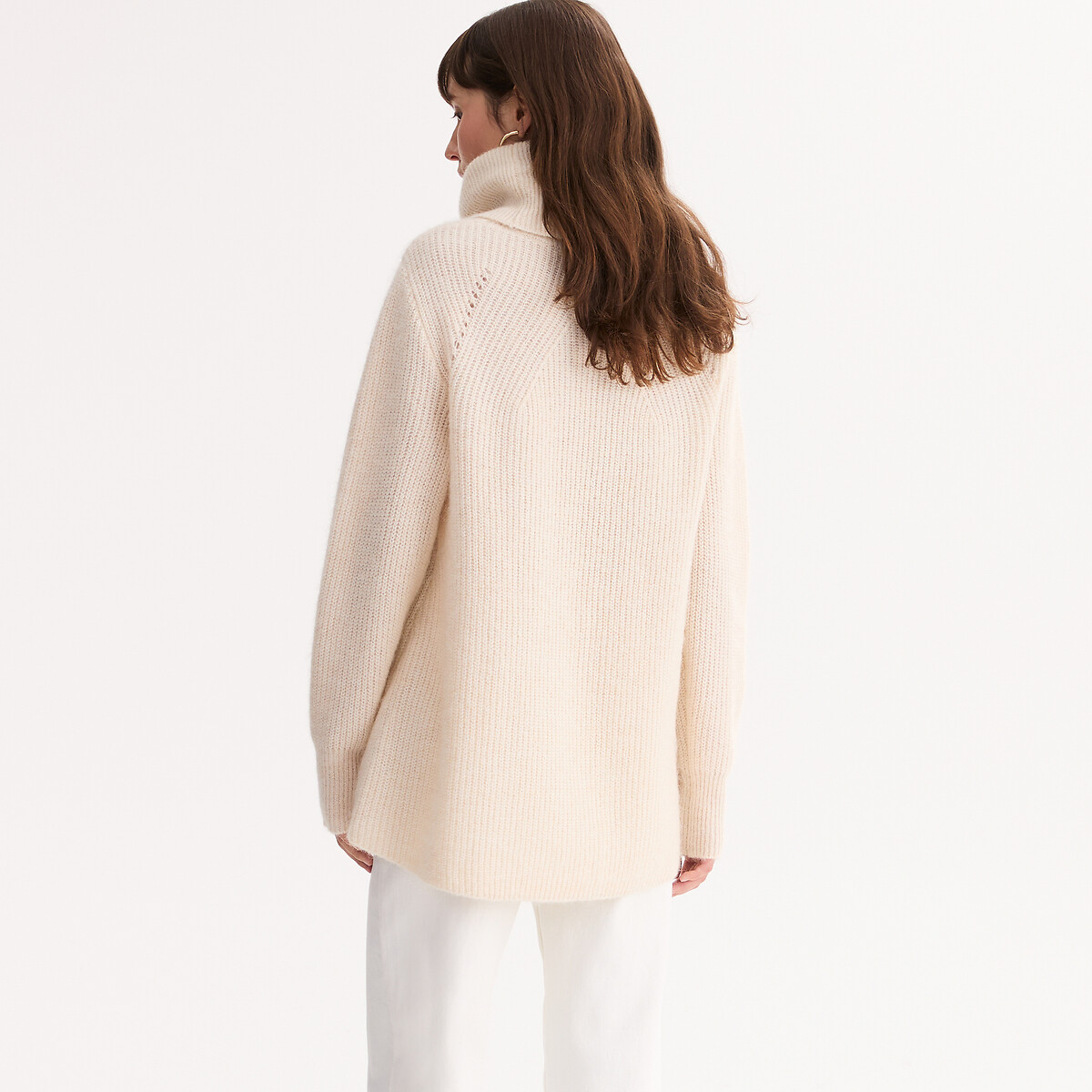 Cowl Neck Jumper in Chunky Alpaca Blend Knit ivory, ANNE WEYBURN