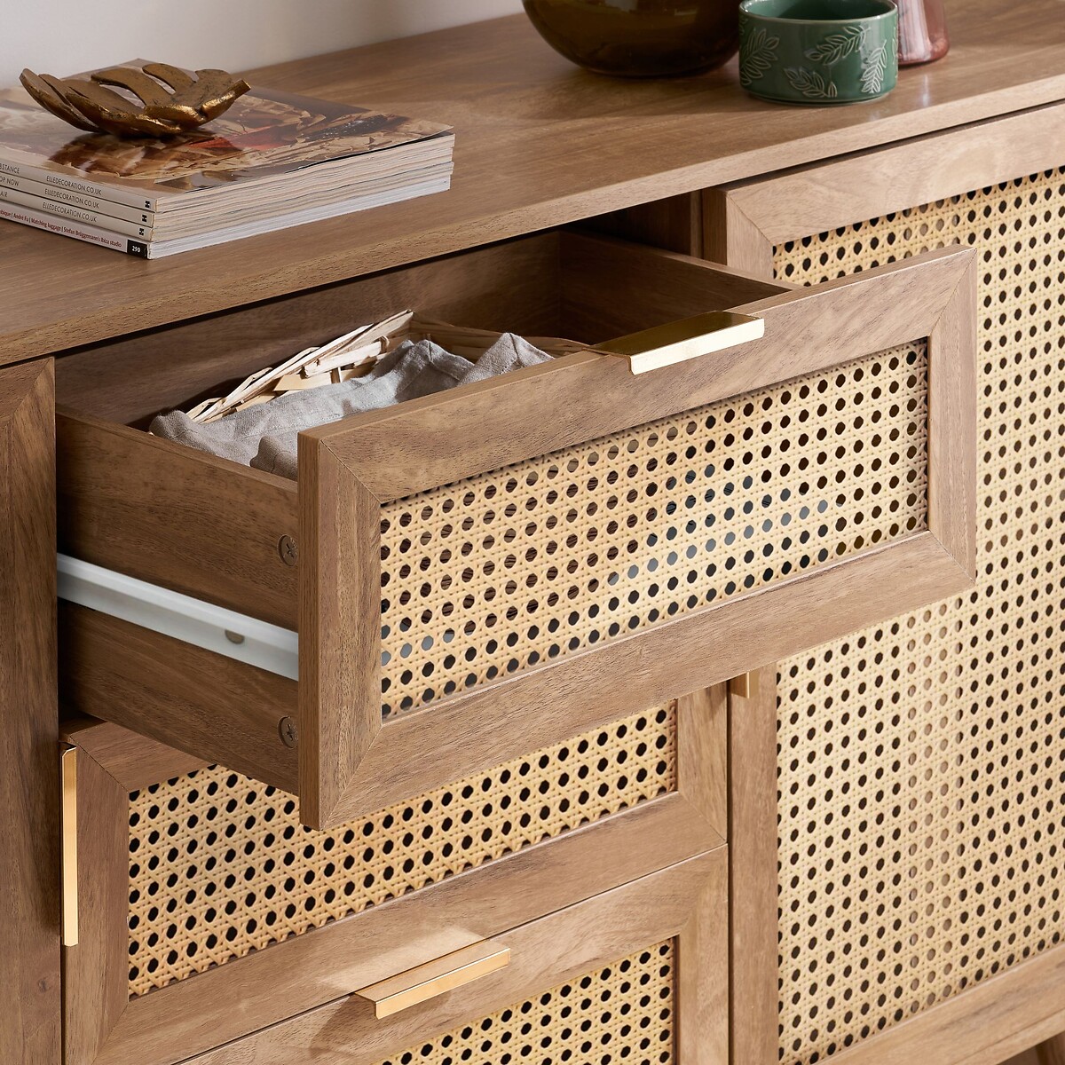 Naya Rattan 2 Door 3 Drawer Sideboard natural oak, SO'HOME