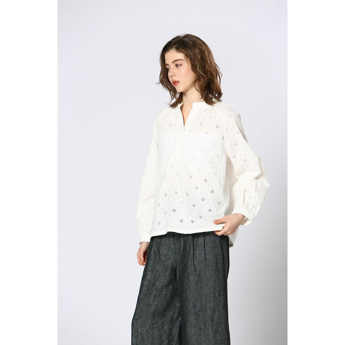 Embroidered Blouse white, SEE U SOON