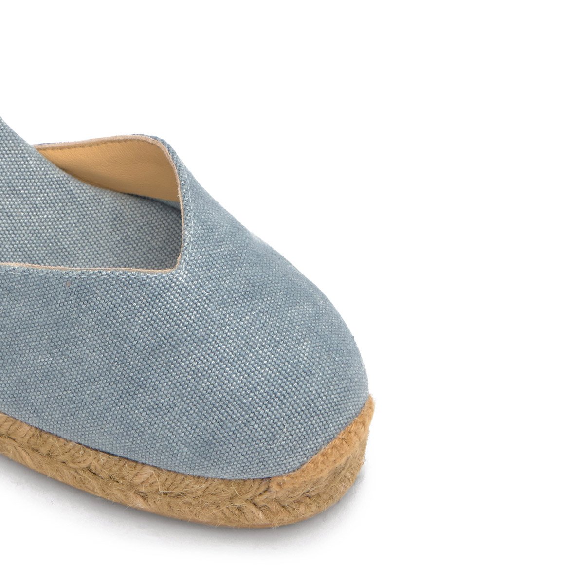 Espadrille compensée en coton biologique à lacets CHIARA PLATFORM bleu clair, CASTANER