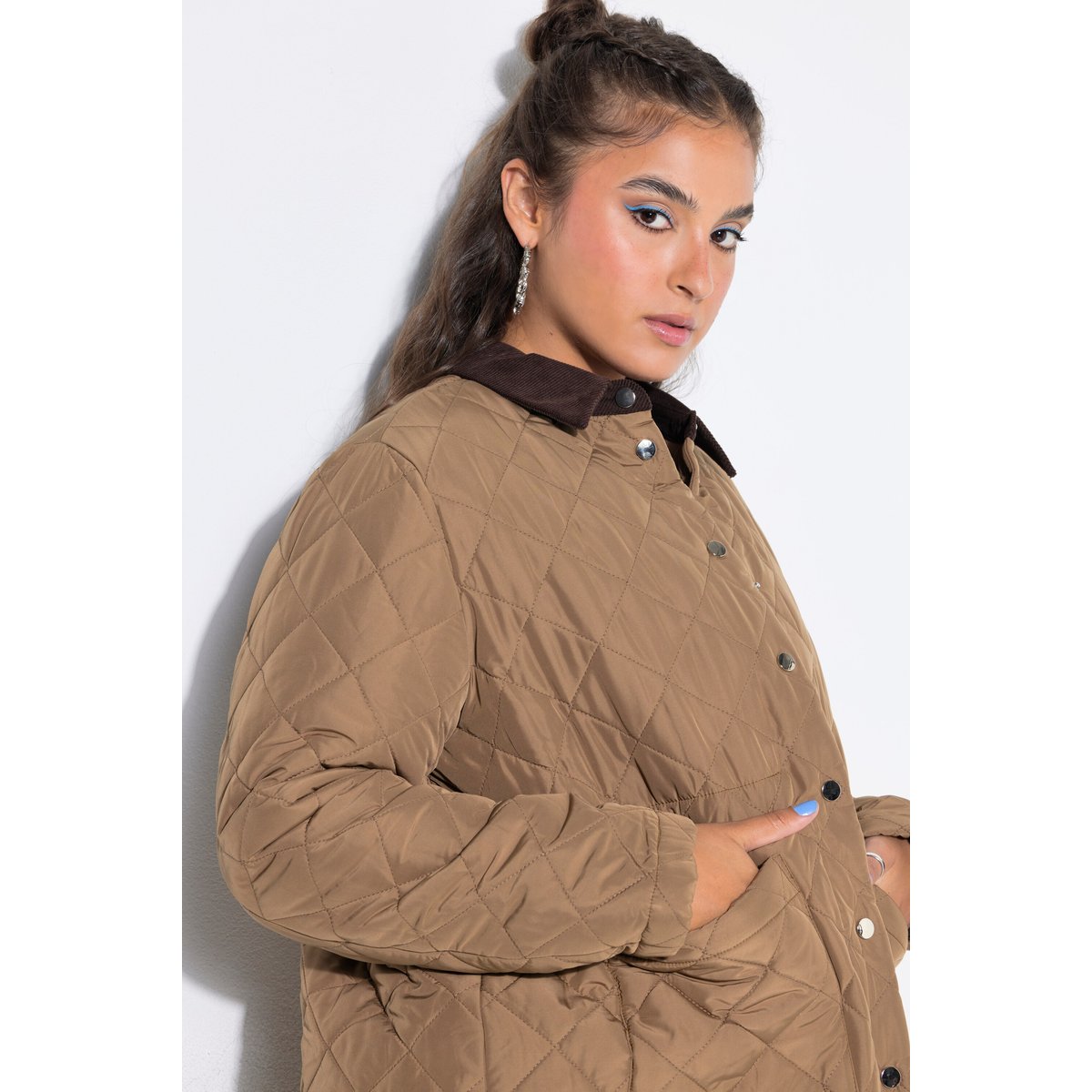 Manteau matelassé, coupe trapèze argile brun, STUDIO UNTOLD