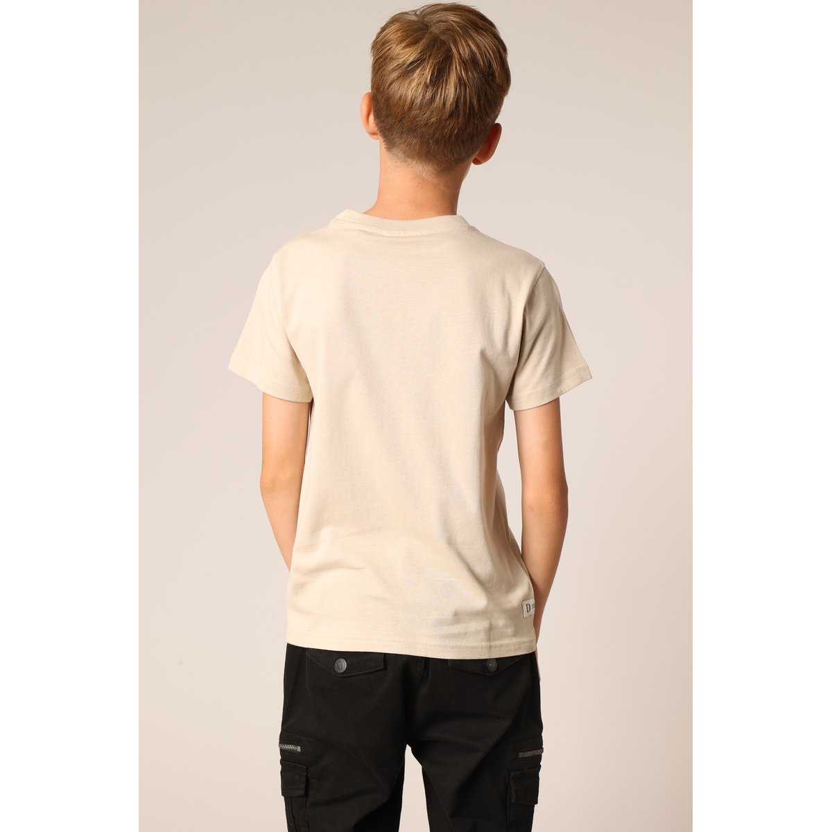 T-shirt garçon 100% coton imprimé amusant CABO beige clair, DEELUXE